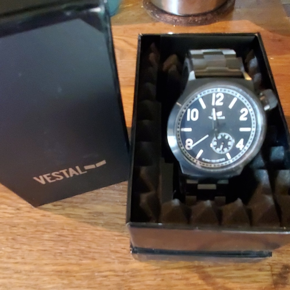 Black vestal watch in Box
